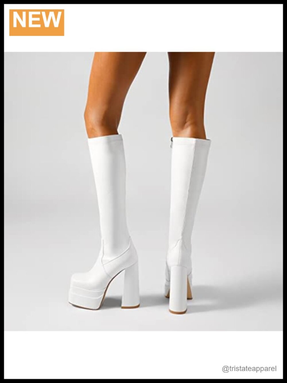 Platform Knee High Boots Faux Leather Block Heel Zip Up Cosplay - Picture 4 of 6